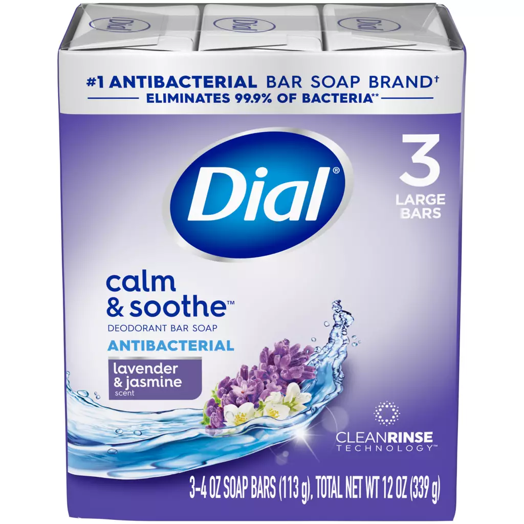 Antibacterial Bar Soap - Lavender & Jasmine by Dial - Non-toxic, STOP rated product free from harmful chemicals