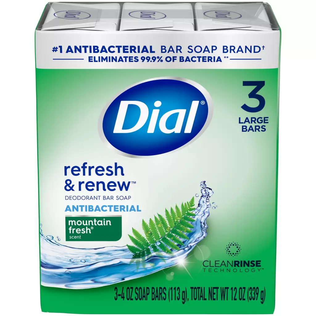 Antibacterial Bar Soap - Mountain Fresh by Dial - Non-toxic, STOP rated product free from harmful chemicals