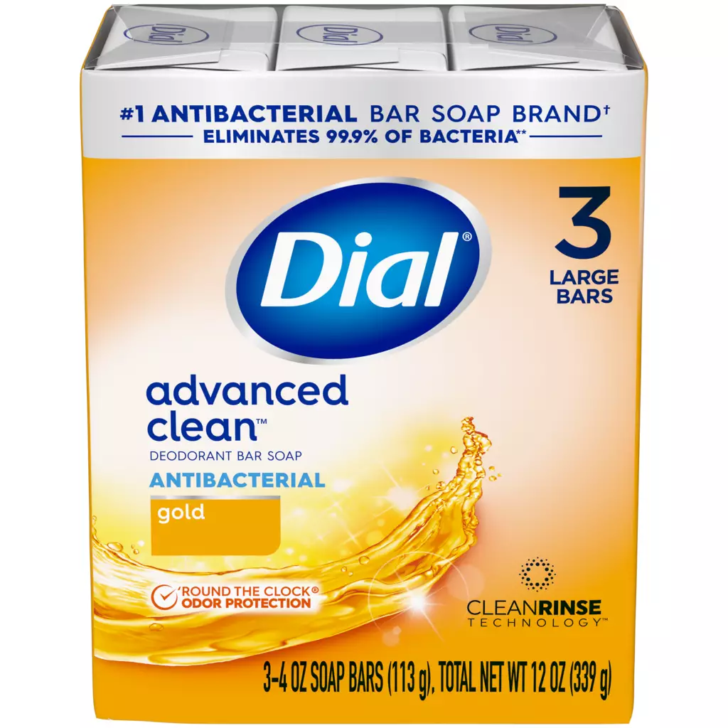 Gold Antibacterial Bar Soap - Advanced Clean by Dial - Non-toxic, STOP rated product free from harmful chemicals