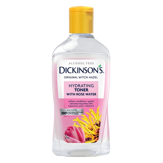 Hydrating Toner with Rosewater (Alcohol Free) by DICKINSON'S ORIGINAL WITCH HAZEL - Non-toxic, STOP rated product free from harmful chemicals