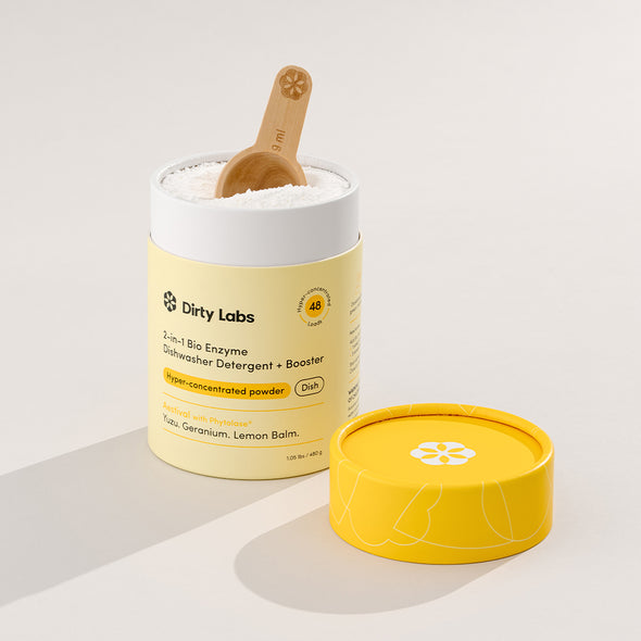 2-in-1 Bio Enzyme Dishwasher Detergent - Aestival: Yuzu. Geranium. Lemon Balm. by Dirty Labs - Non-toxic, STOP rated product free from harmful chemicals