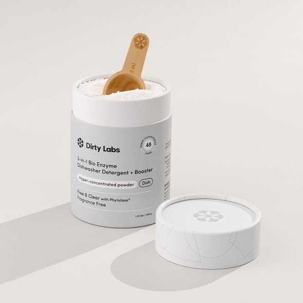 2-in-1 Bio Enzyme Dishwasher Detergent + Booster - Free & Clear by Dirty Labs - Non-toxic, GO rated product free from harmful chemicals