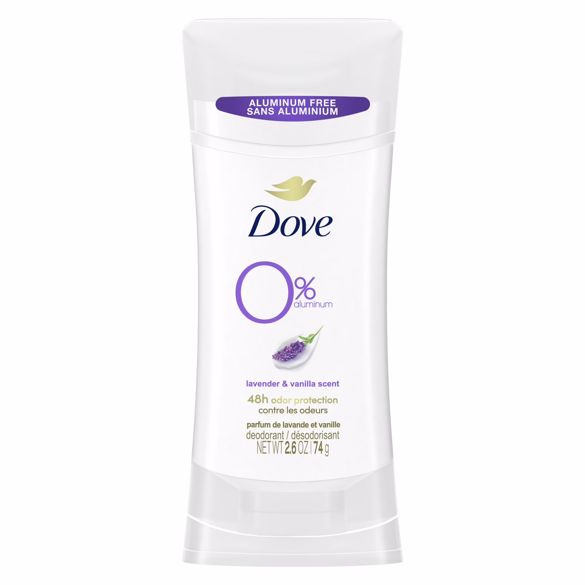 0% Aluminum Deodorant Stick - Lavender & Vanilla by Dove - Non-toxic, STOP rated product free from harmful chemicals