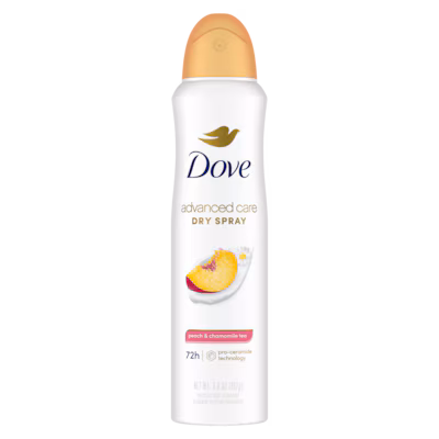 Advanced Care Dry Spray Antiperspirant - Peach & Chamomile Tea by Dove - Non-toxic, STOP rated product free from harmful chemicals
