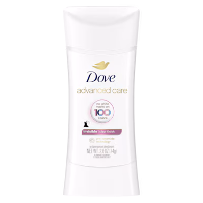 Advanced Care Invisible Clear Finish Antiperspirant Stick Deodorant by Dove - Non-toxic, STOP rated product free from harmful chemicals