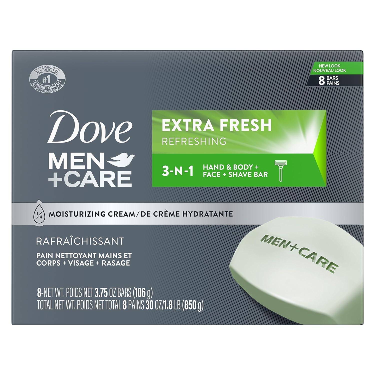Men+Care 3-In-1 Bar Soap – Extra Fresh by Dove - Non-toxic Soaps + Body Washes product rated STOP by Million Marker, free from BPA, phthalates, and parabens