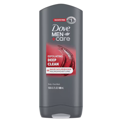 Men+Care Exfoliating Deep Clean Body + Face Wash by Dove - Non-toxic Soaps + Body Washes product rated STOP by Million Marker, free from BPA, phthalates, and parabens