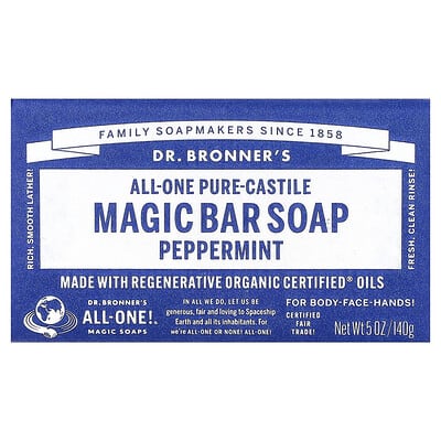 All-One Pure-Castile Magic Bar Soap - Peppermint by DR. BRONNER'S - Non-toxic, SLOW rated product free from harmful chemicals