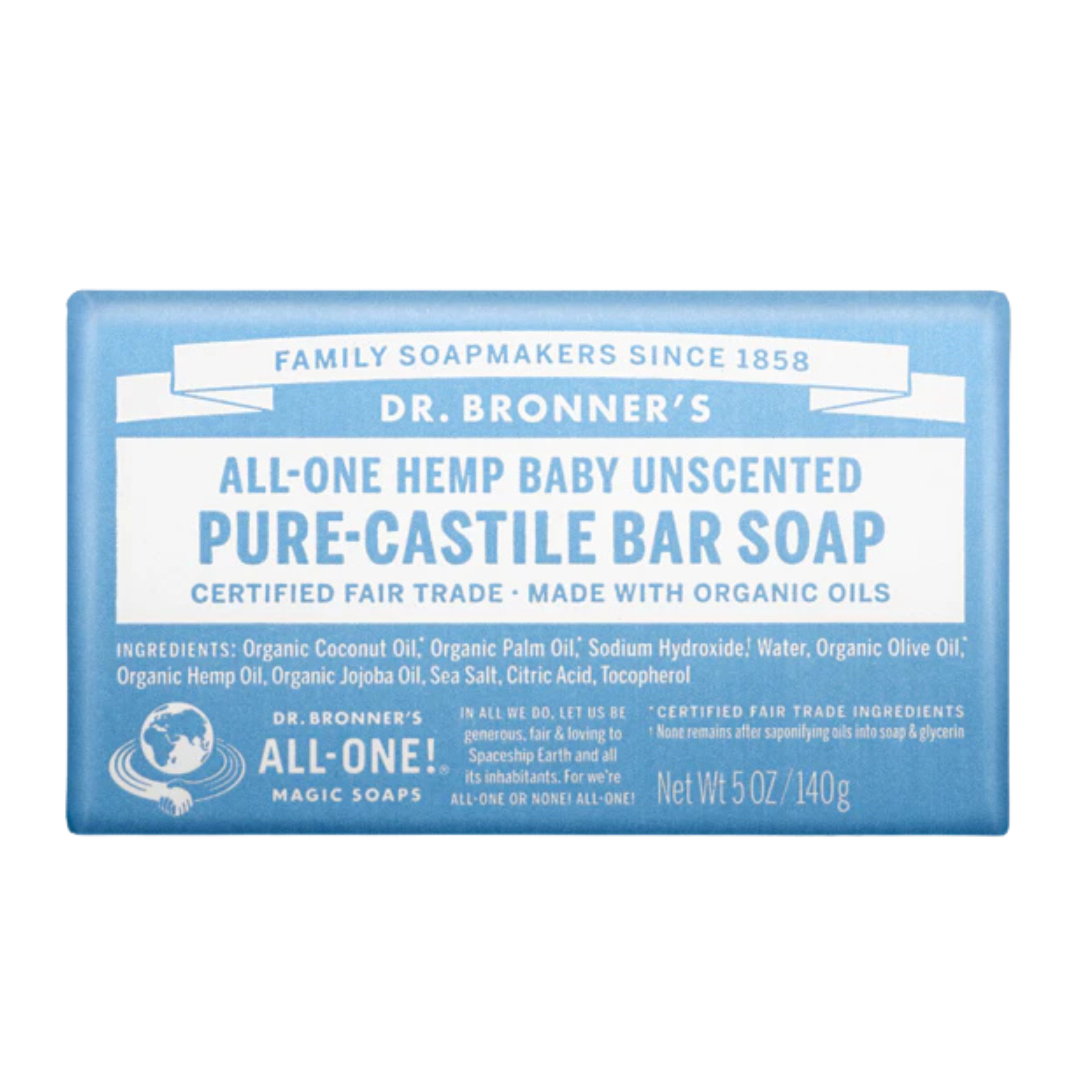 Unscented - Pure-castile Bar Soap by Dr. Bronner's - Non-toxic, GO rated product free from harmful chemicals
