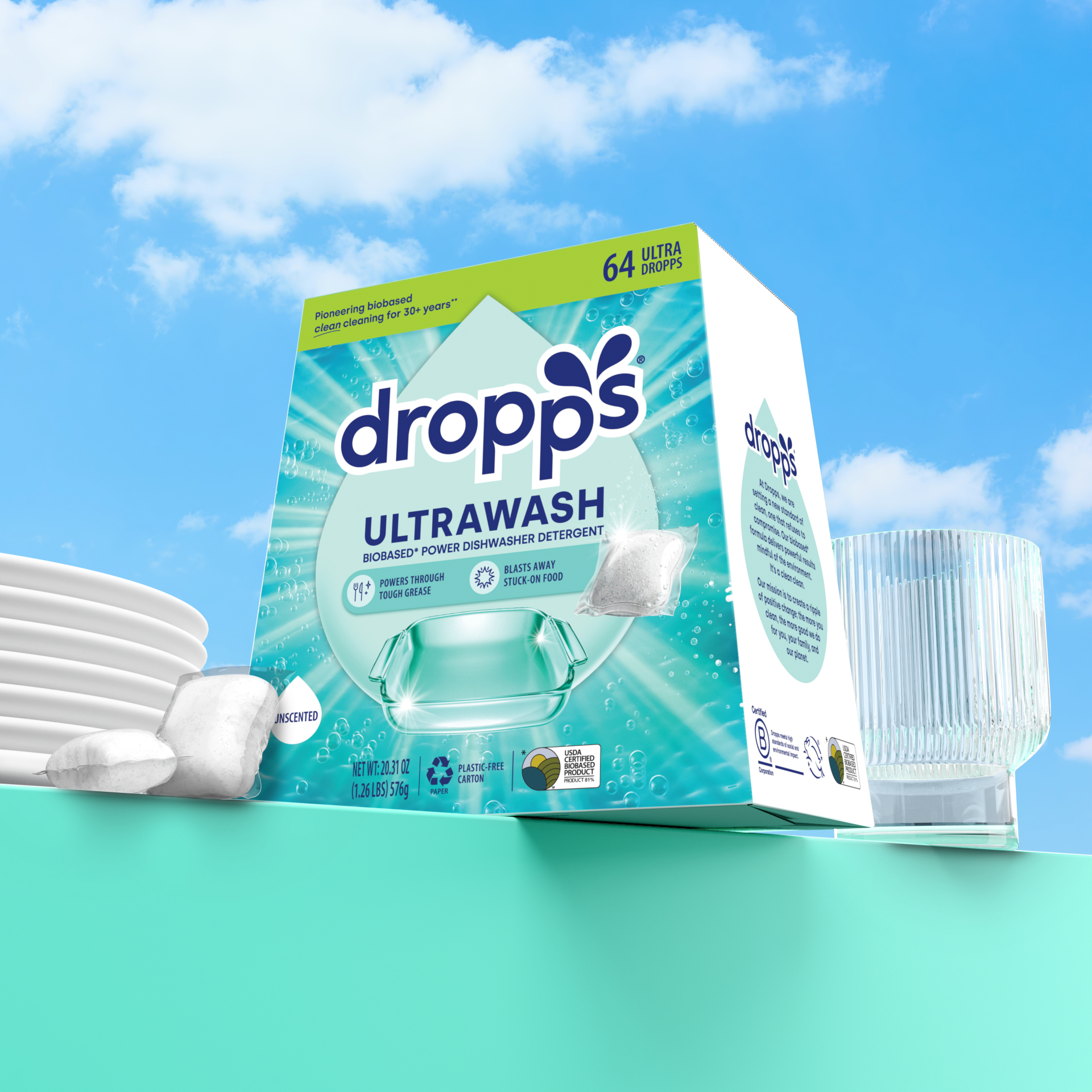 Dishwasher Detergent Pods - Unscented by Dropps - Non-toxic, SLOW rated product free from harmful chemicals