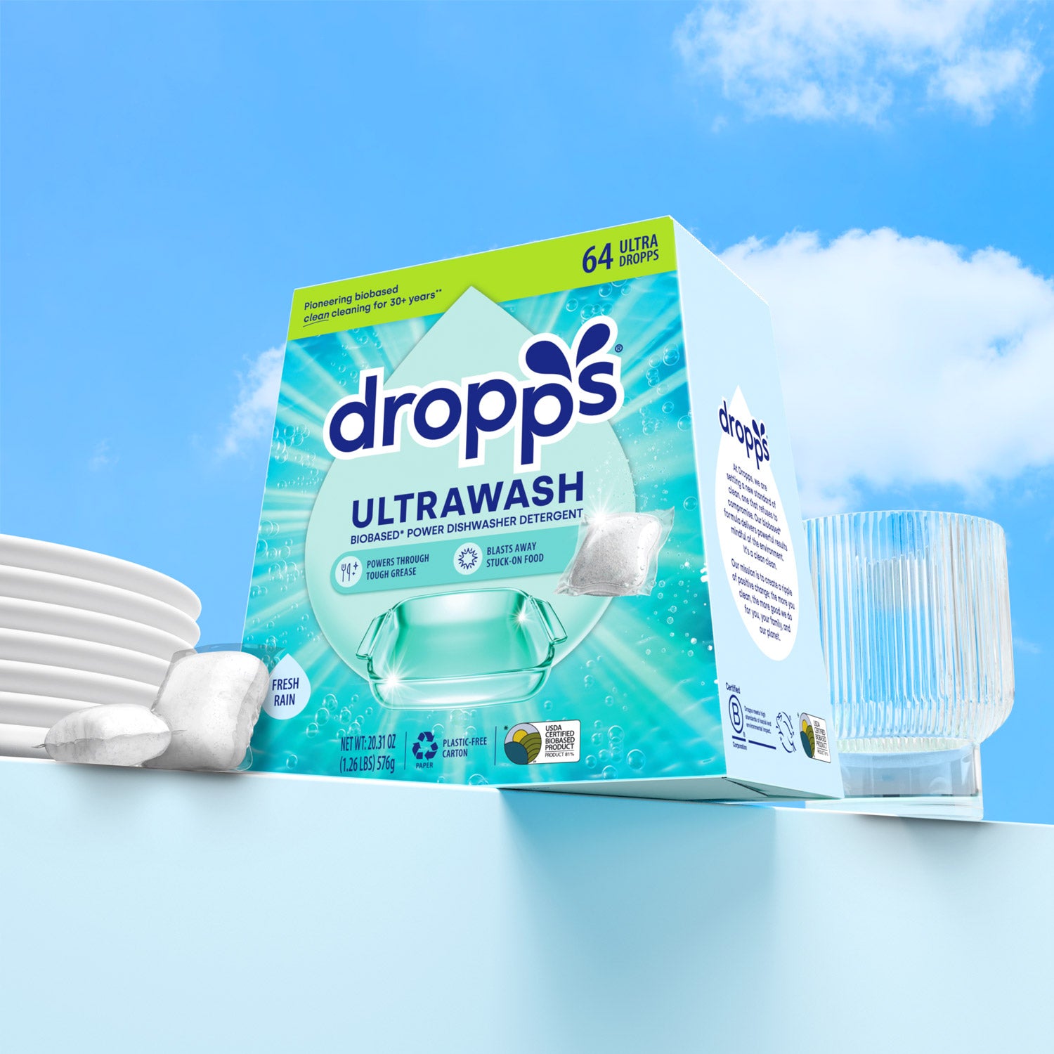 Dishwashing Detergent Pods - Fresh Rain by Dropps - Non-toxic, STOP rated product free from harmful chemicals