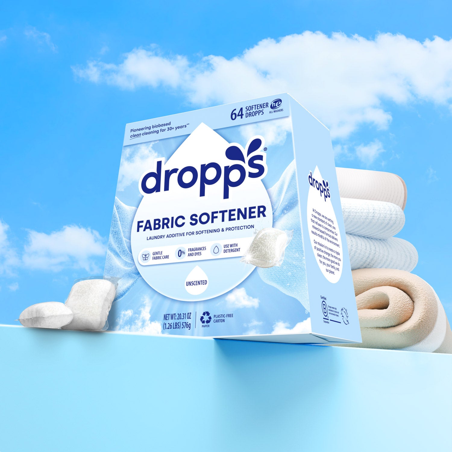 Fabric Softener Pods - Unscented by Dropps - Non-toxic, SLOW rated product free from harmful chemicals