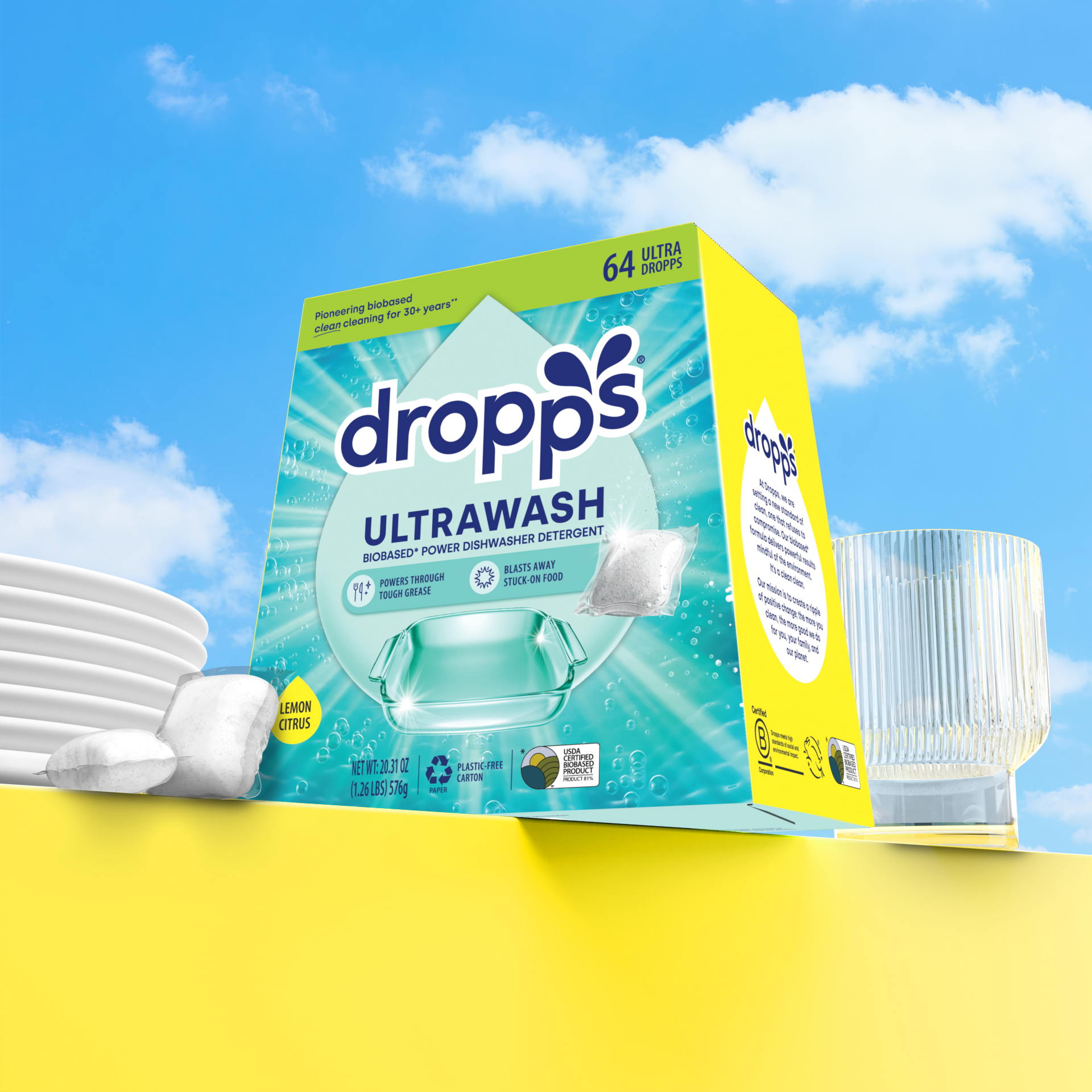 UltraWash Dishwasher Detergent - Lemon Citrus by Dropps - Non-toxic, STOP rated product free from harmful chemicals