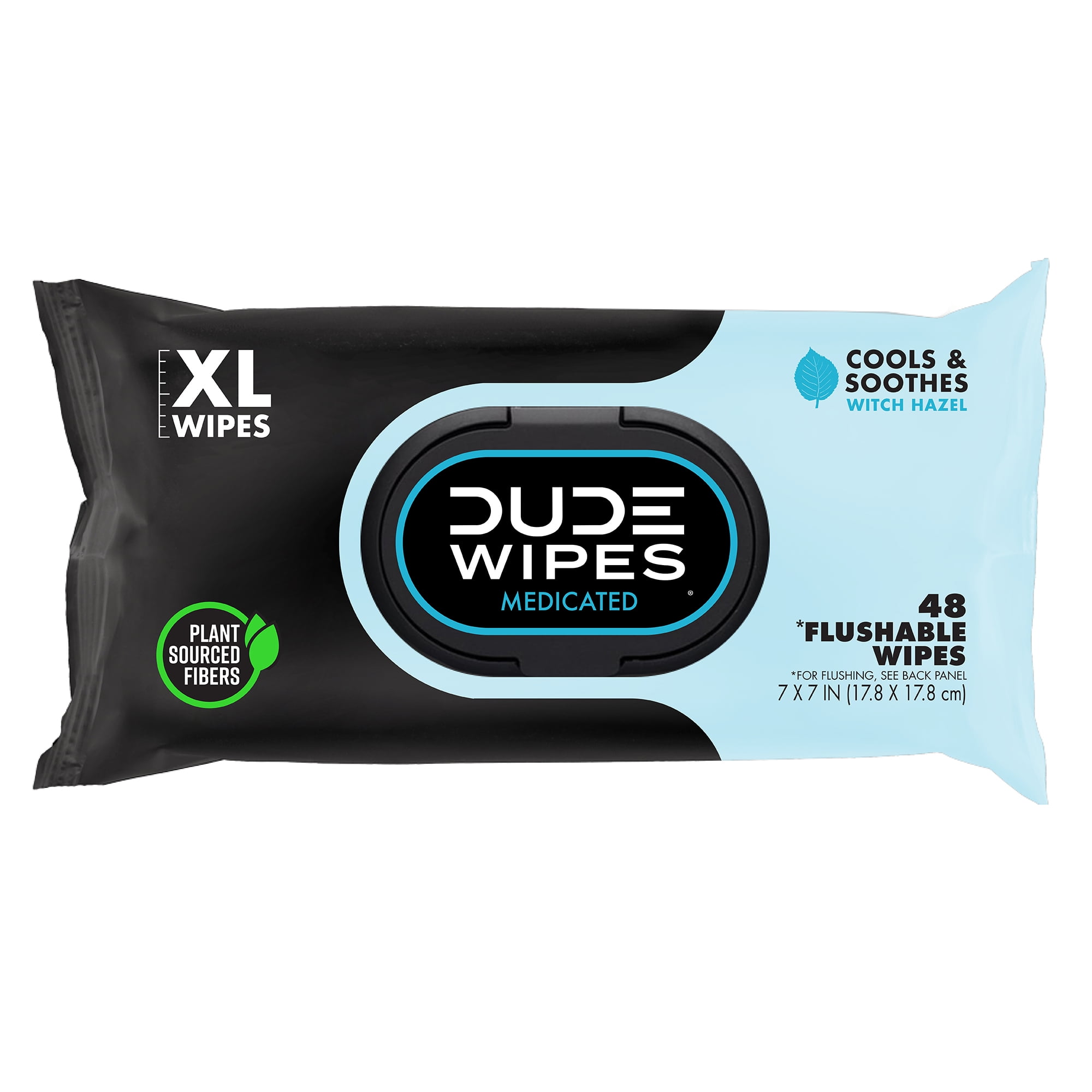 XL Flushable Wipes - Medicated by DUDE WIPES - Non-toxic Period Products + Hygiene product rated GO by Million Marker, free from BPA, phthalates, and parabens
