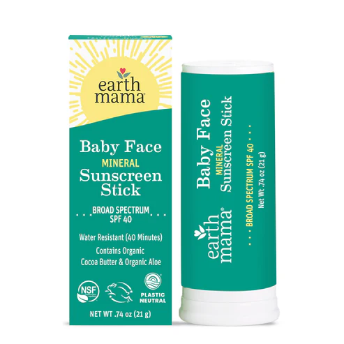 Baby Face Mineral Sunscreen Face Stick SPF 40 by Earth Mama - Non-toxic, GO rated product free from harmful chemicals