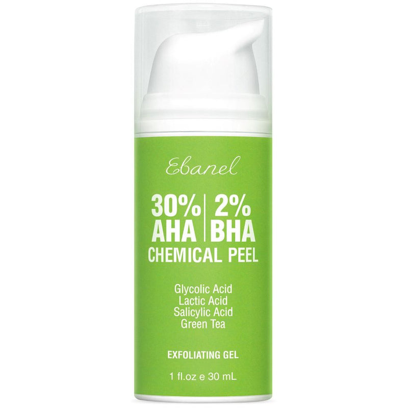 30% AHA 2% BHA Chemical Peel Exfoliating Gel by Ebanel - Non-toxic Facial Care product rated STOP by Million Marker, free from BPA, phthalates, and parabens
