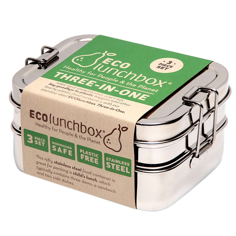 Three-In-One Classic Stainless Steel Lunch Box Set by ECOlunchbox - Non-toxic Food Storage product rated GO by Million Marker, free from BPA, phthalates, and parabens