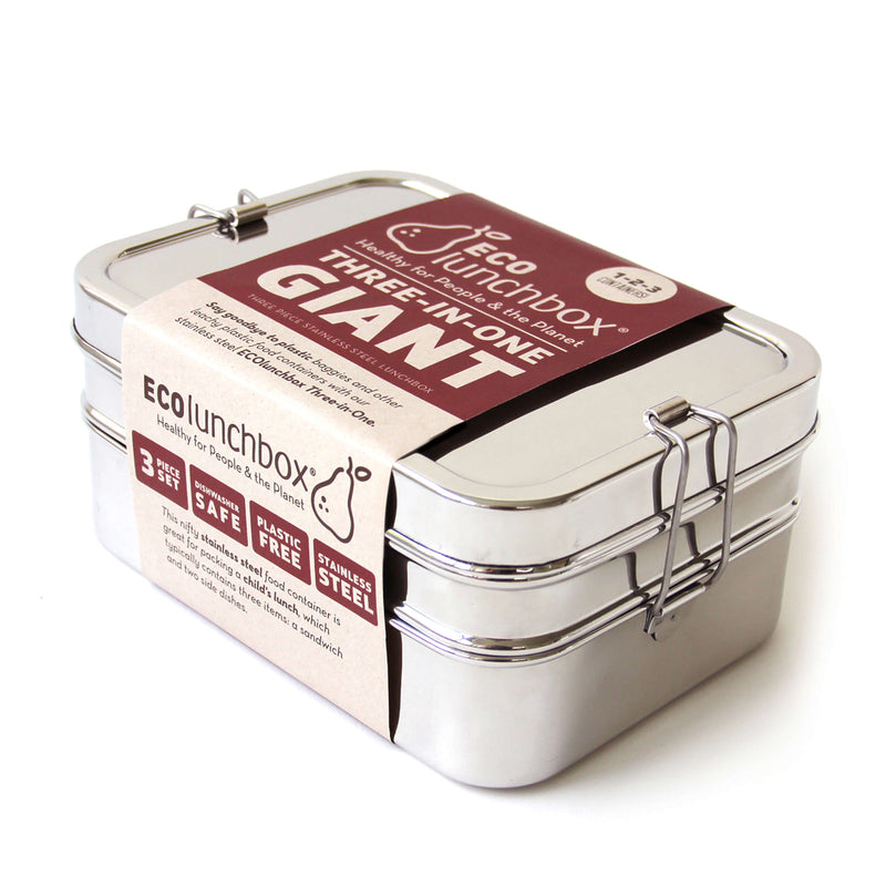 Three-In-One Giant Stainless Steel Lunch Box by ECOlunchbox - Non-toxic Food Storage product rated GO by Million Marker, free from BPA, phthalates, and parabens
