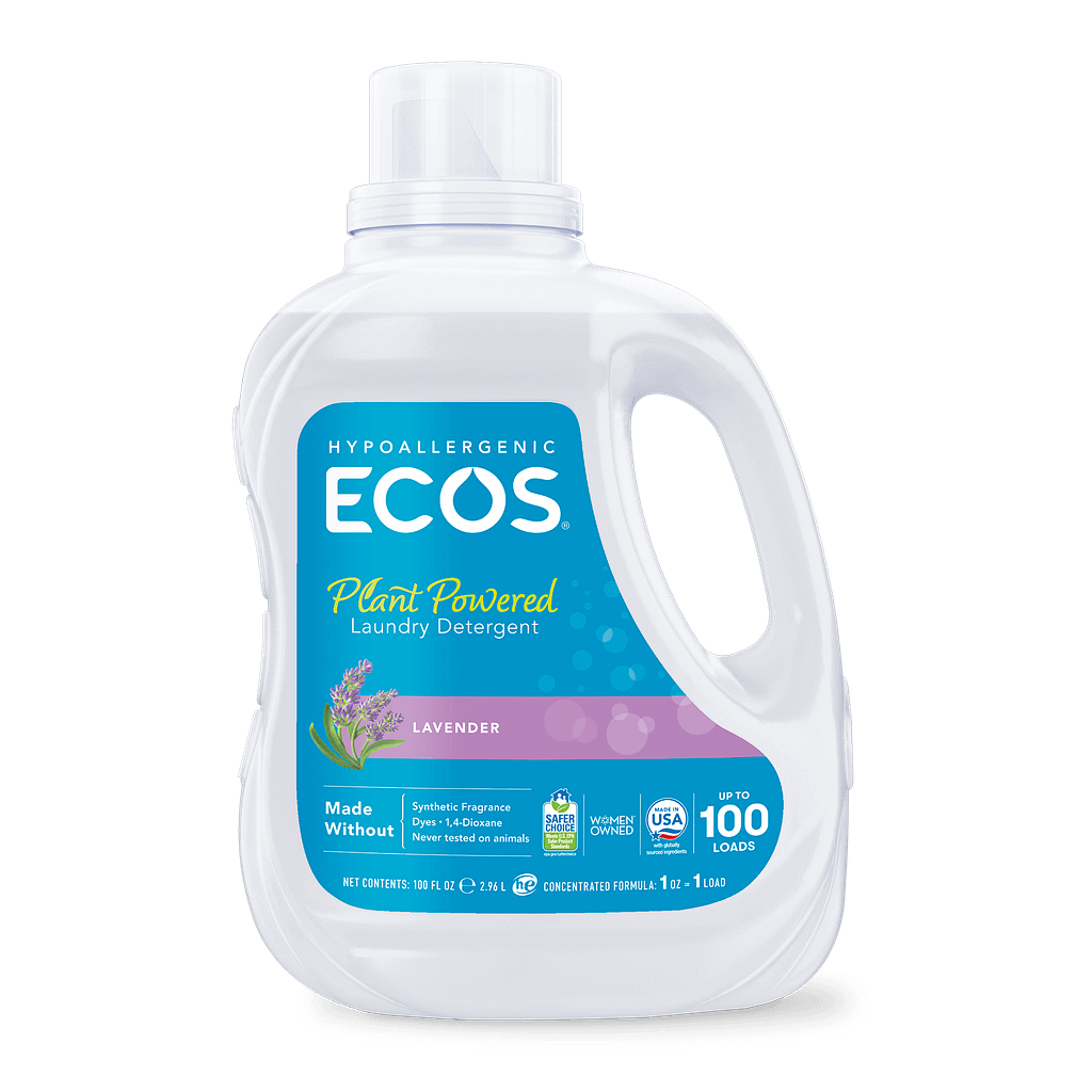Hypoallergenic Plant Powered Laundry Detergent - Lavender by ECOS - Non-toxic, SLOW rated product free from harmful chemicals