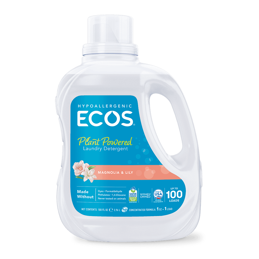 Hypoallergenic Plant Powered Laundry Detergent - Magnolia & Lily by ECOS - Non-toxic, STOP rated product free from harmful chemicals
