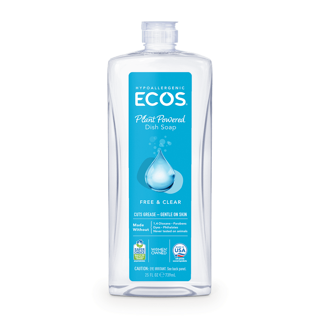 Plant Powered Dish Soap - Free & Clear by ECOS - Non-toxic, SLOW rated product free from harmful chemicals