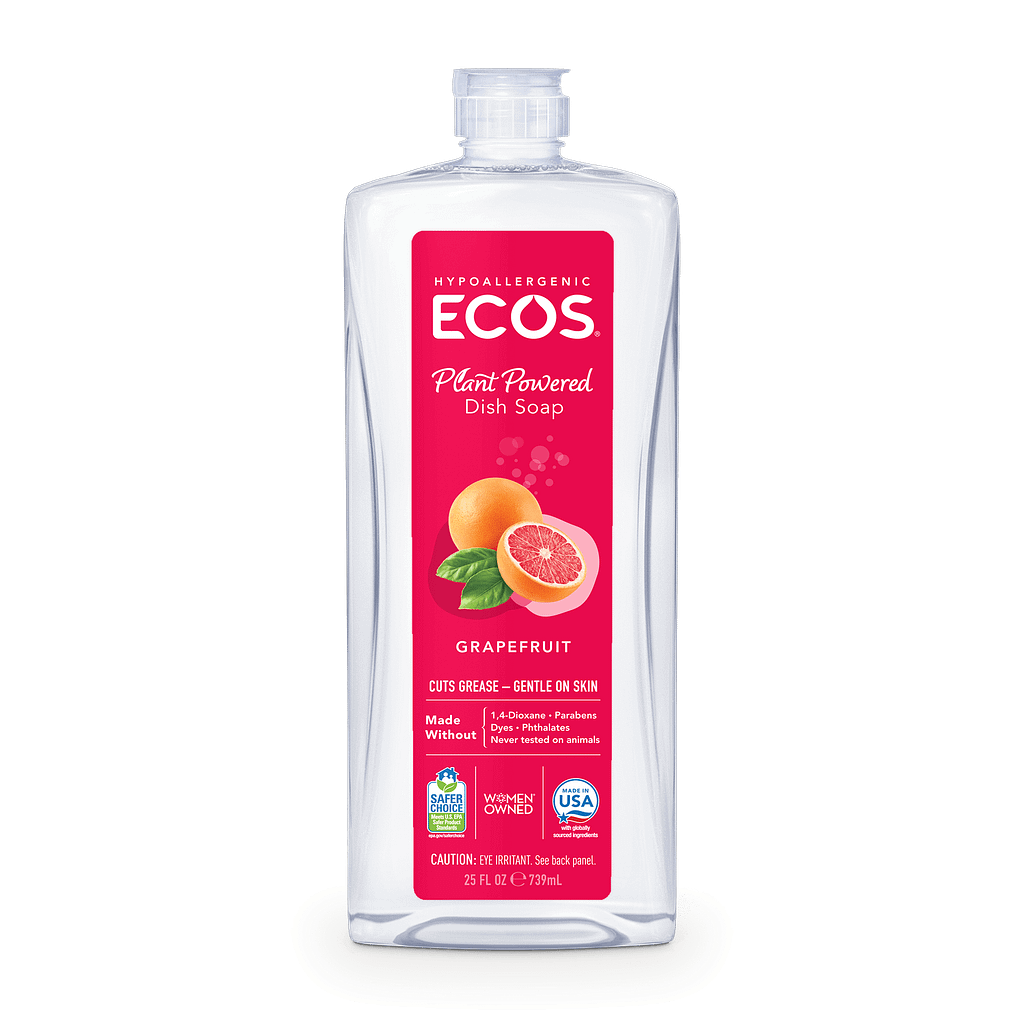 Plant Powered Dish Soap - Grapefruit by ECOS - Non-toxic, SLOW rated product free from harmful chemicals