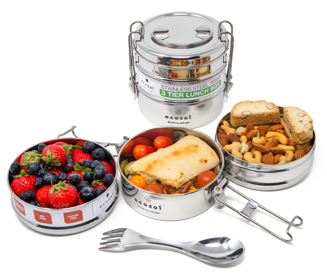 Circular Leak Proof Stainless Steel Bento Box by Ecozoi - Non-toxic, GO rated product free from harmful chemicals