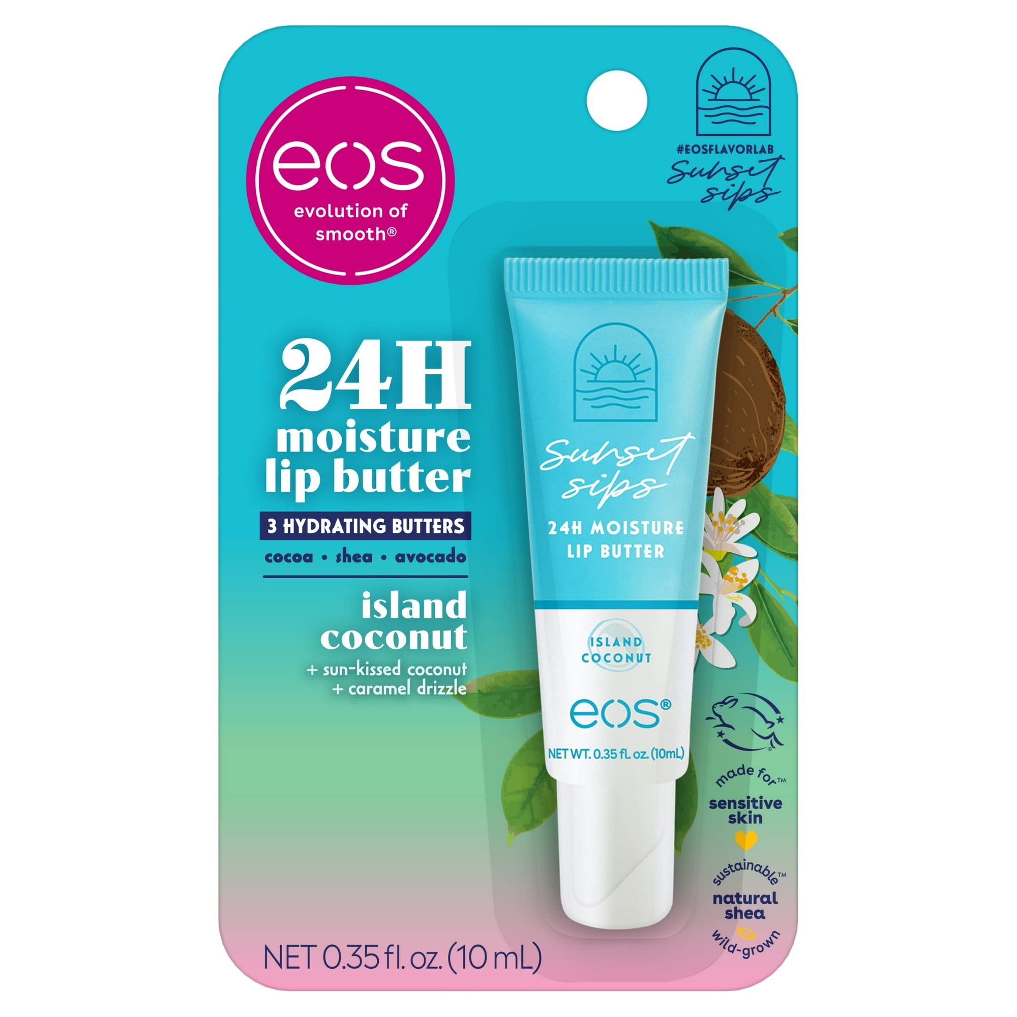 Island Coconut Lip Butter Tube by Eos - Non-toxic, STOP rated product free from harmful chemicals