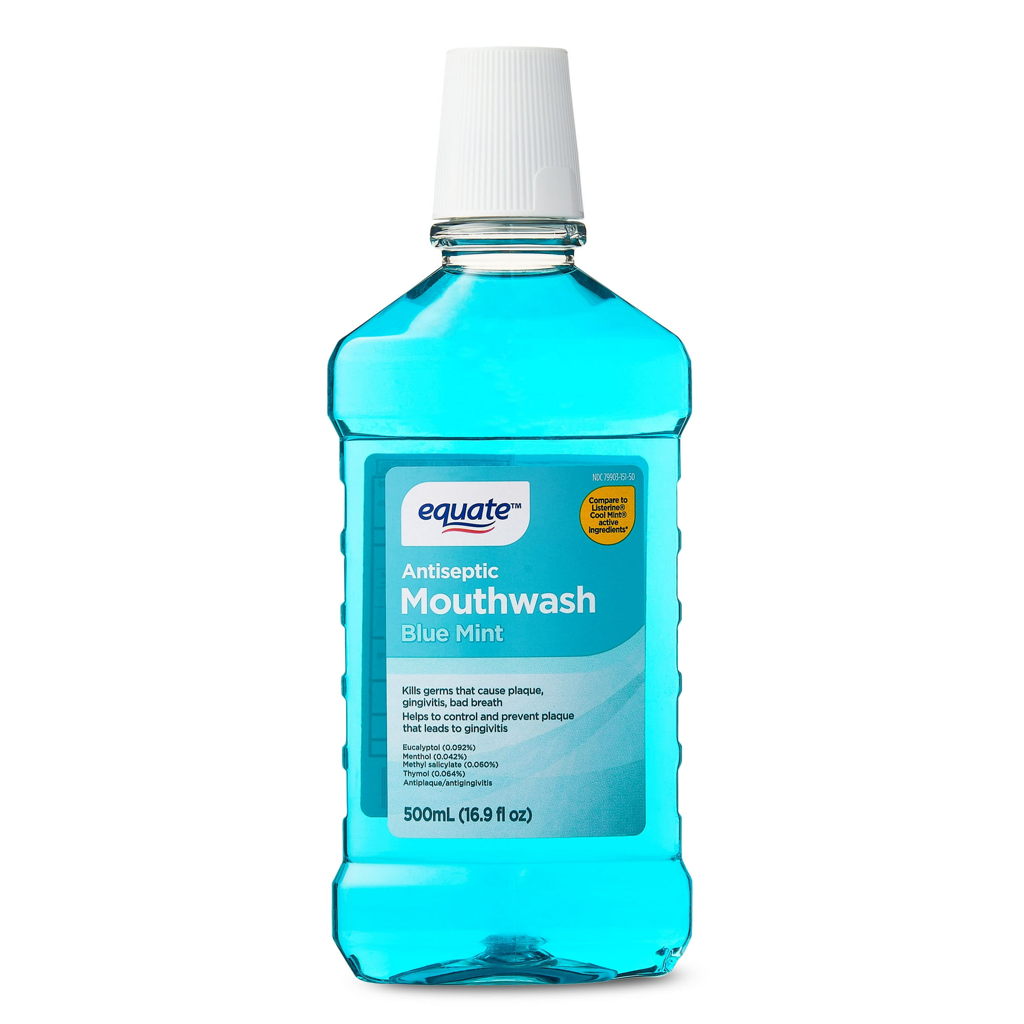 Antiseptic Mouthwash – Blue Mint by equate - Non-toxic Oral Care product rated STOP by Million Marker, free from BPA, phthalates, and parabens