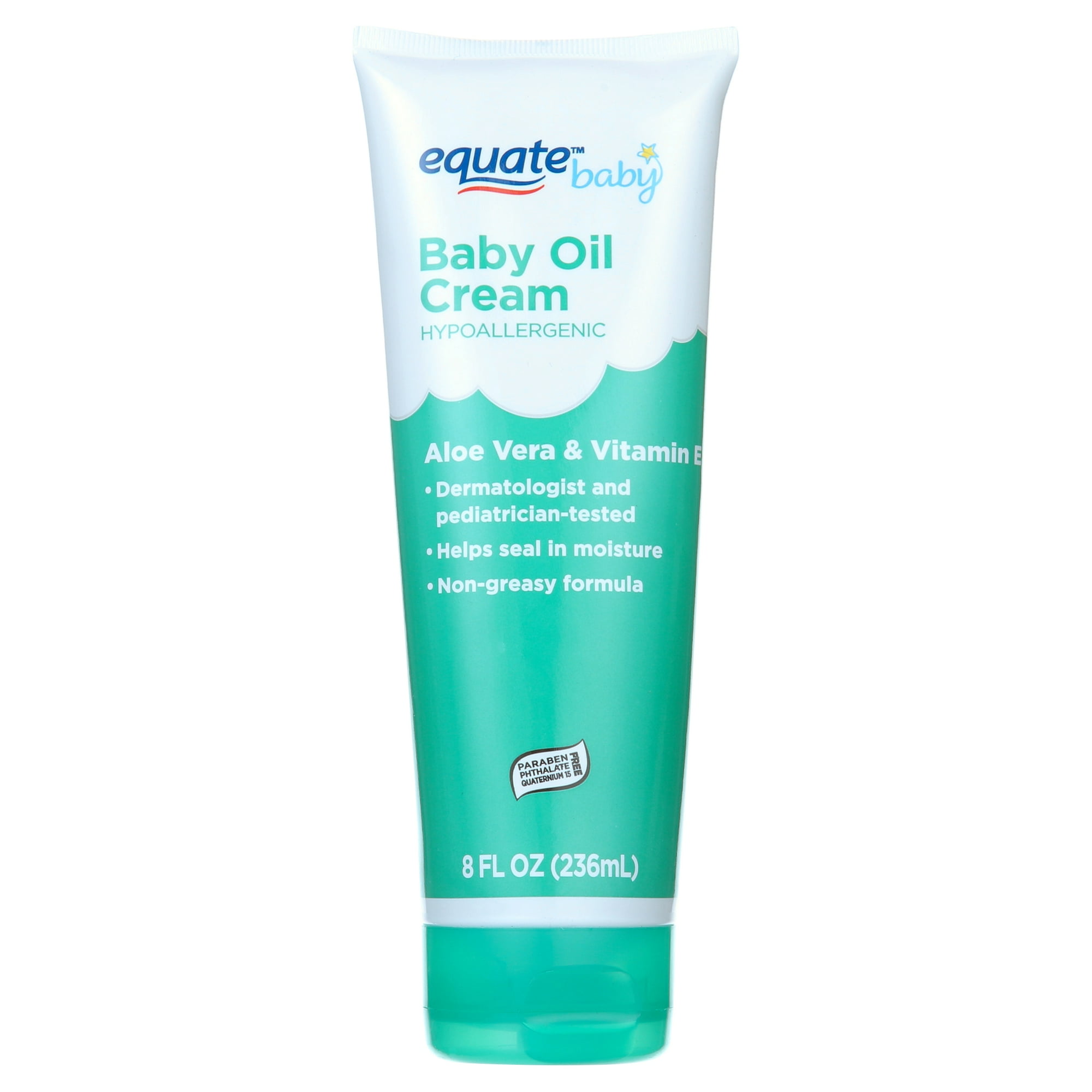 Baby Oil Cream Hypoallergenic Aloe Vera & Vitamin E by equate - Non-toxic, STOP rated product free from harmful chemicals