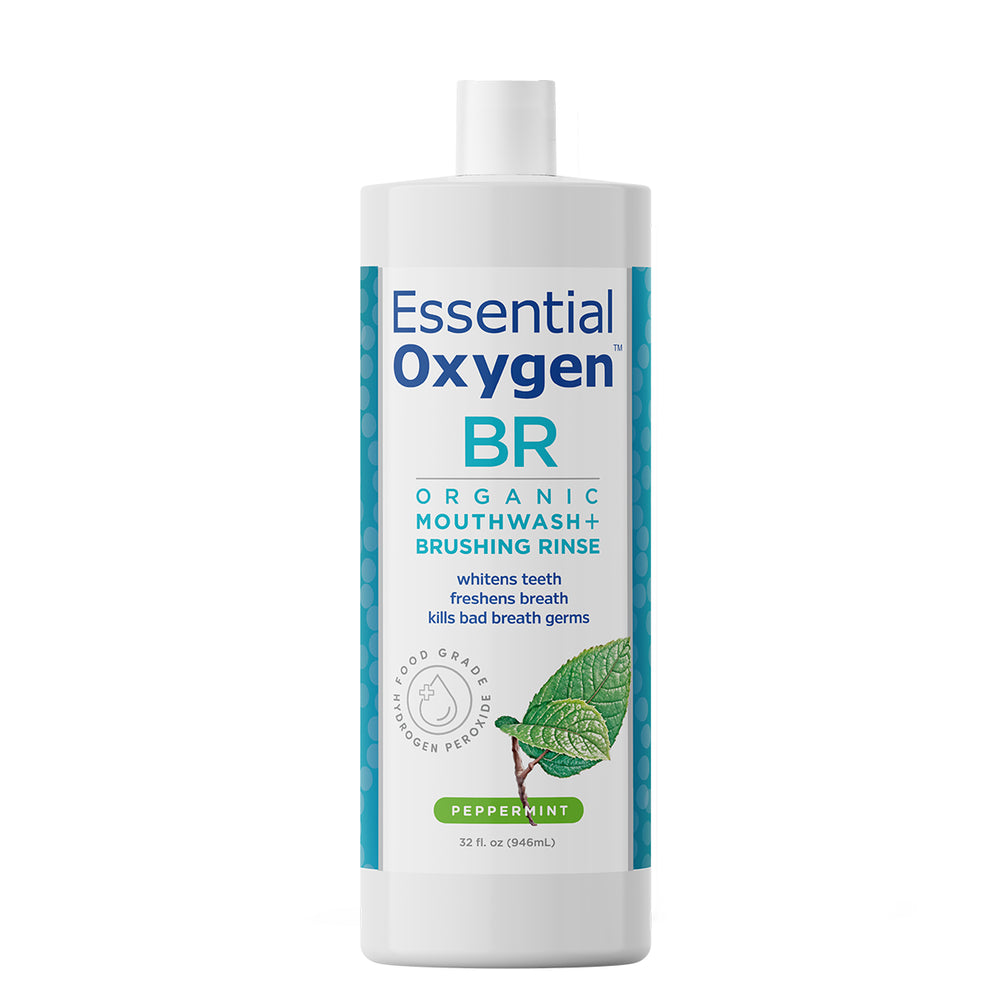 BR Organic Mouthwash+ Brushing Rinse - Peppermint by Essential Oxygen - Non-toxic, SLOW rated product free from harmful chemicals