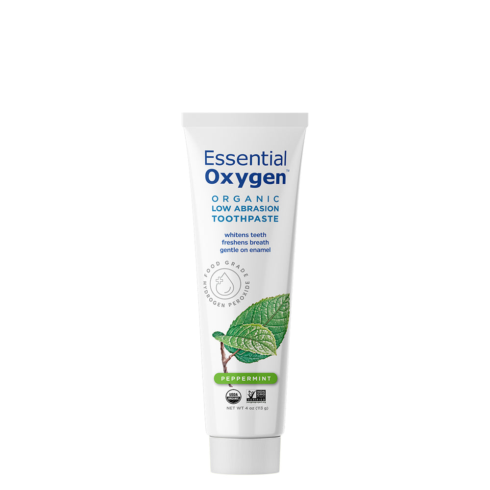 Organic Low Abrasion Toothpaste - Peppermint by Essential Oxygen - Non-toxic Oral Care product rated SLOW by Million Marker, free from BPA, phthalates, and parabens