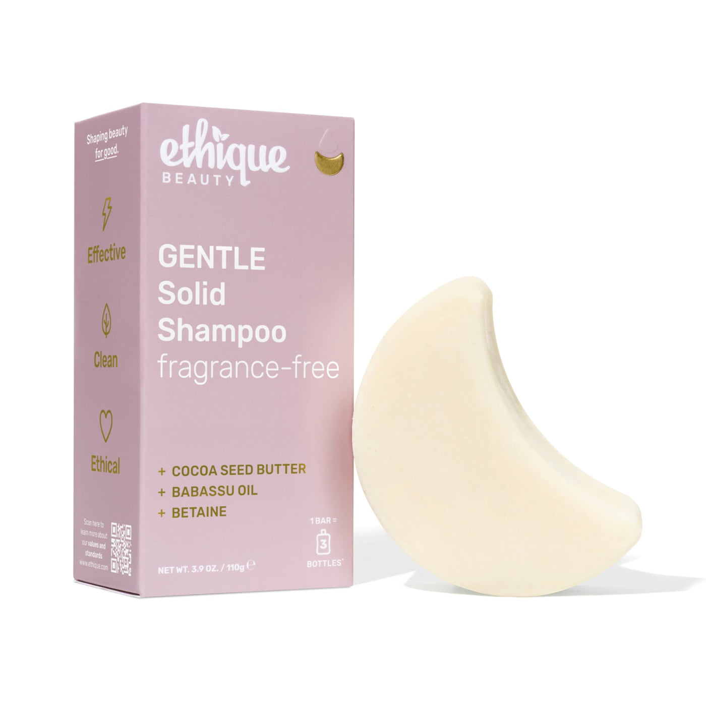 Gentle Shampoo Bar - Fragrance Free by ethique BEAUTY - Non-toxic Shampoos + Conditioners product rated SLOW by Million Marker, free from BPA, phthalates, and parabens