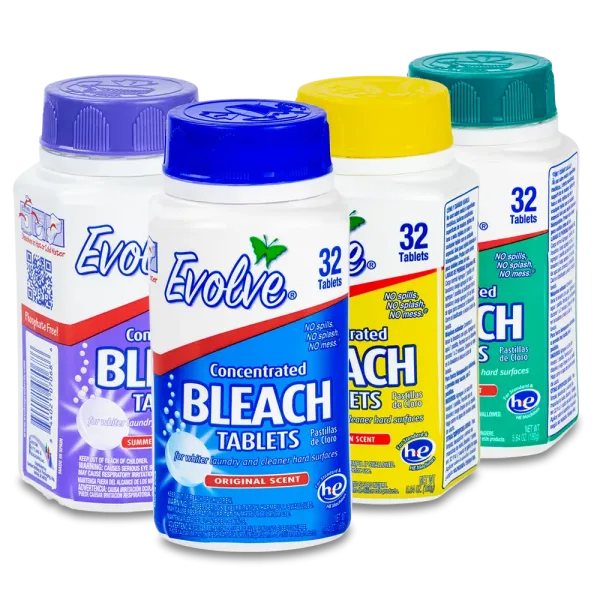 Bleach Tablets - Linen Breeze by Evolve - Non-toxic Laundry product rated STOP by Million Marker, free from BPA, phthalates, and parabens