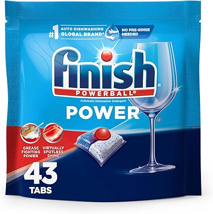 Powerball All in 1 Ultra - Automatic Dishwasher Detergent Tabs by finish - Non-toxic, STOP rated product free from harmful chemicals