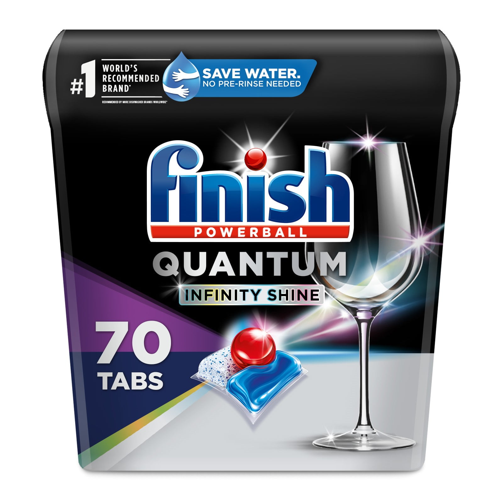 Powerball Quantum Infinity Shine Automatic Dishwasher Tabs by finish - Non-toxic Dish Soap + Detergent product rated STOP by Million Marker, free from BPA, phthalates, and parabens
