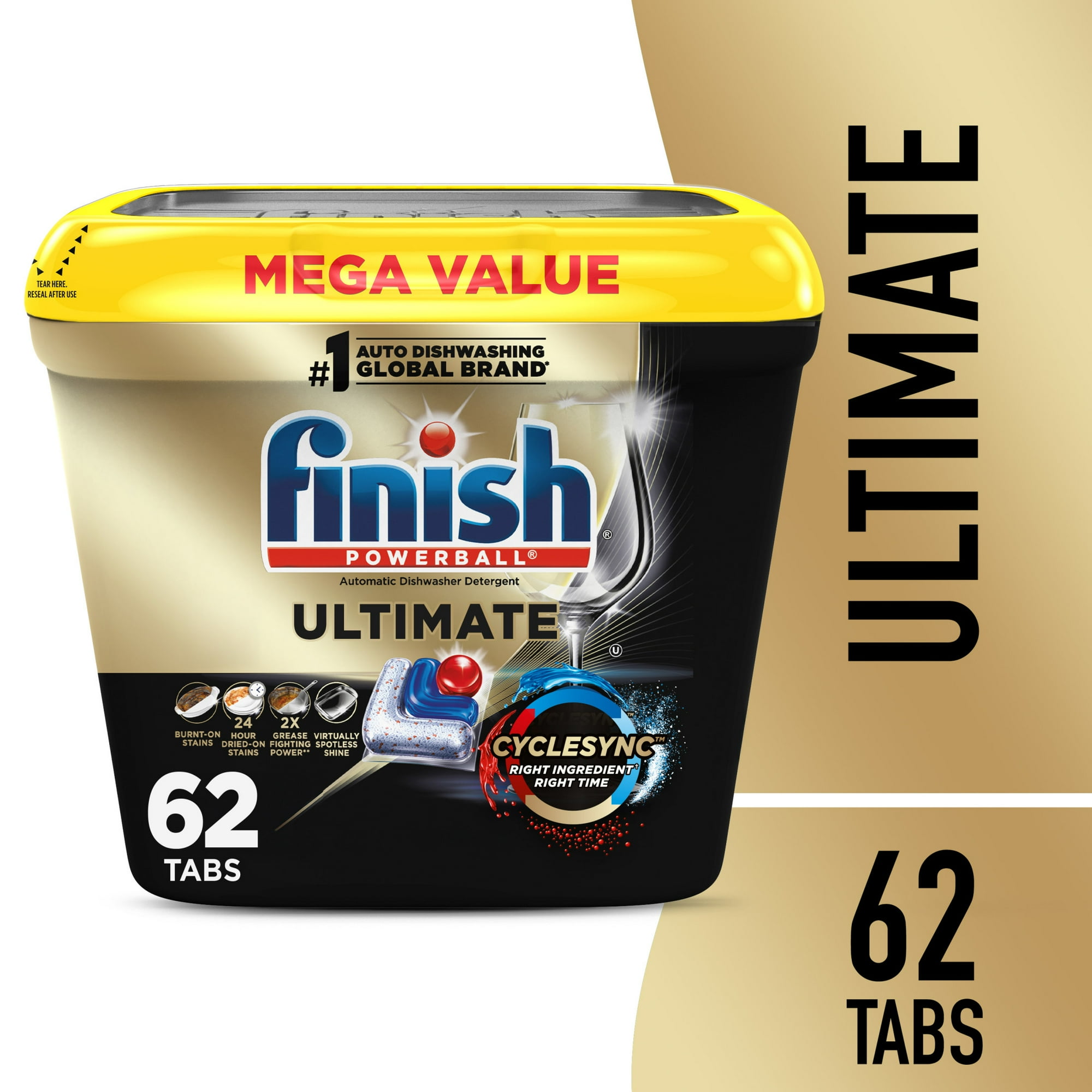 Powerball Ultimate Automatic Dishwasher Detergent Tabs by finish - Non-toxic, STOP rated product free from harmful chemicals