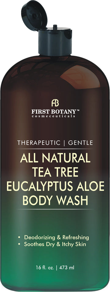 All Natural Tea Tree Eucalyptus Aloe Body Wash by FIRST BOTANY cosmeceuticals - Non-toxic, SLOW rated product free from harmful chemicals