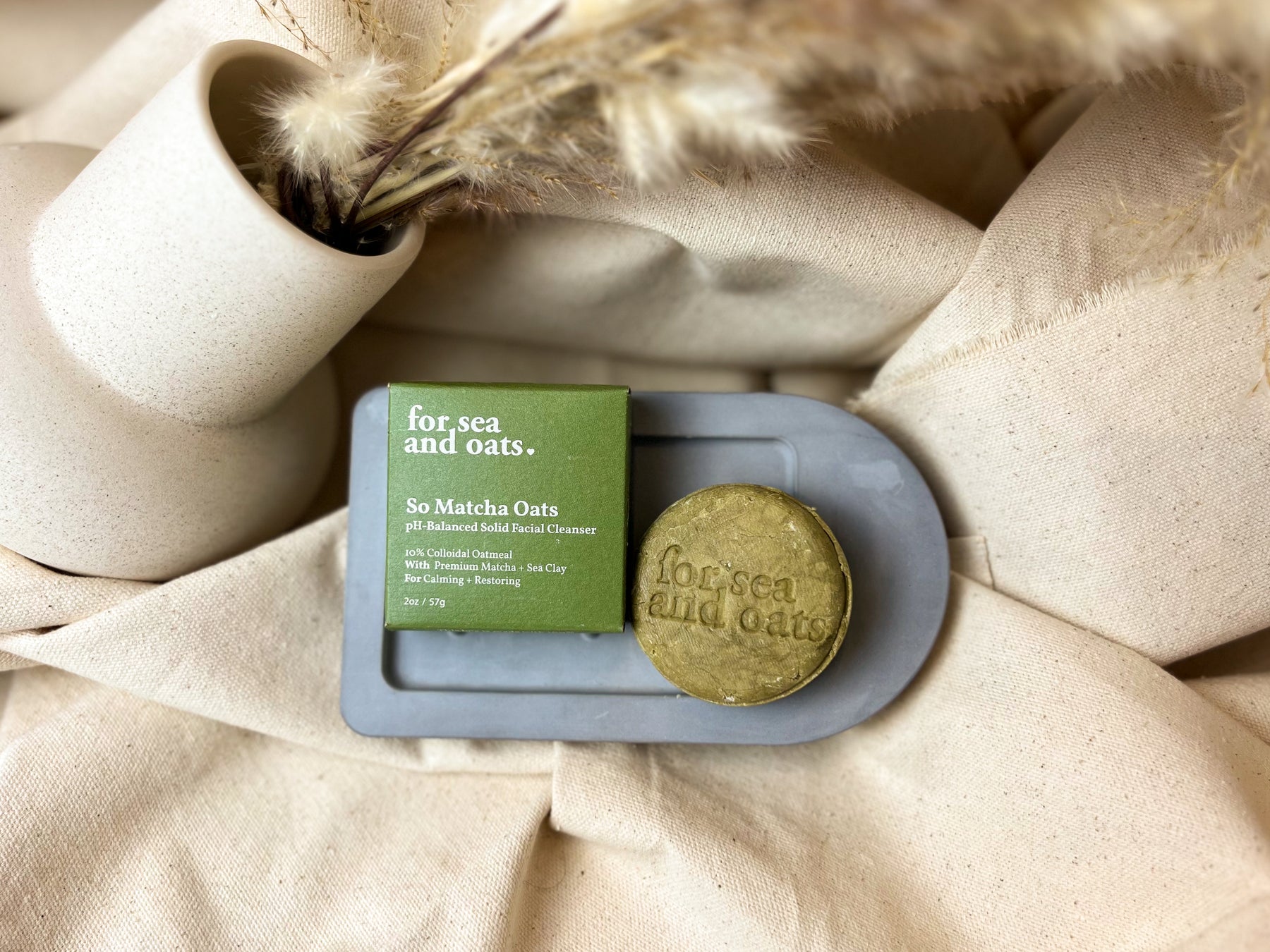 So Matcha Oats pH-Balanced Solid Facial Cleanser by for sea and oats - Non-toxic Facial Care product rated SLOW by Million Marker, free from BPA, phthalates, and parabens