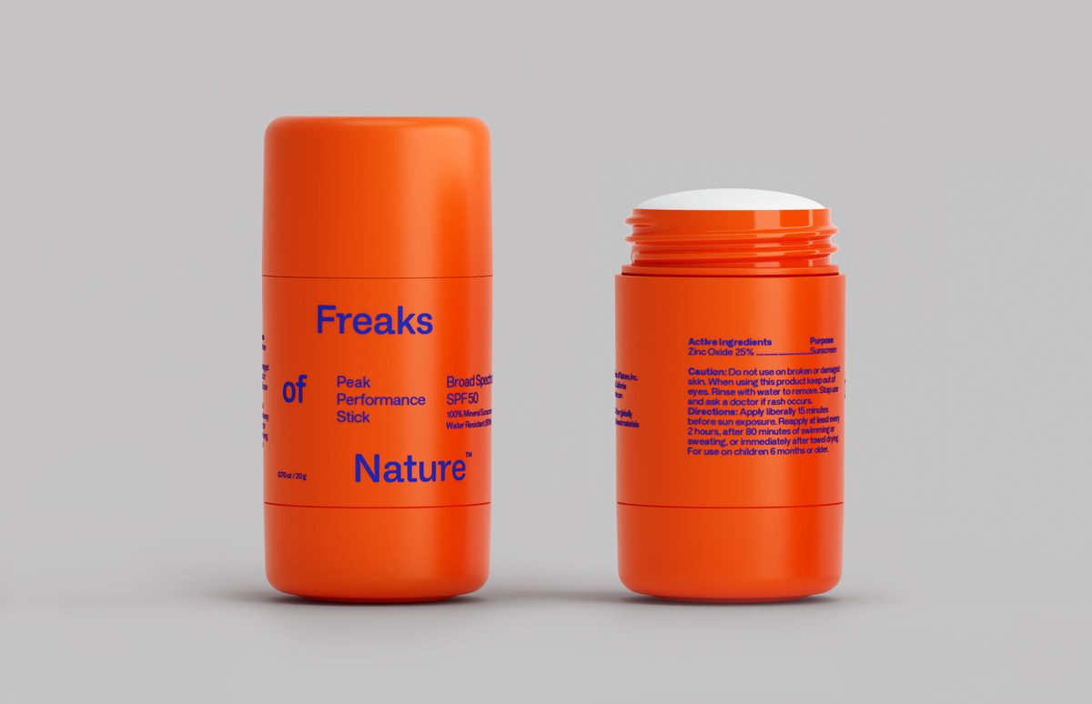 Peak Performance Stick Broad Spectrum SPF 50 100% Mineral Sunscreen by Freaks of Nature - Non-toxic, SLOW rated product free from harmful chemicals