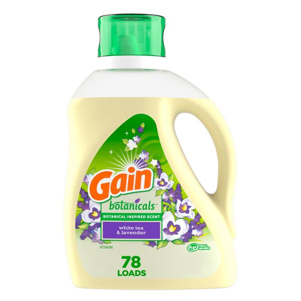 Botanicals Liquid Laundry Detergent - White Tea and Lavender by Gain - Non-toxic Laundry product rated STOP by Million Marker, free from BPA, phthalates, and parabens
