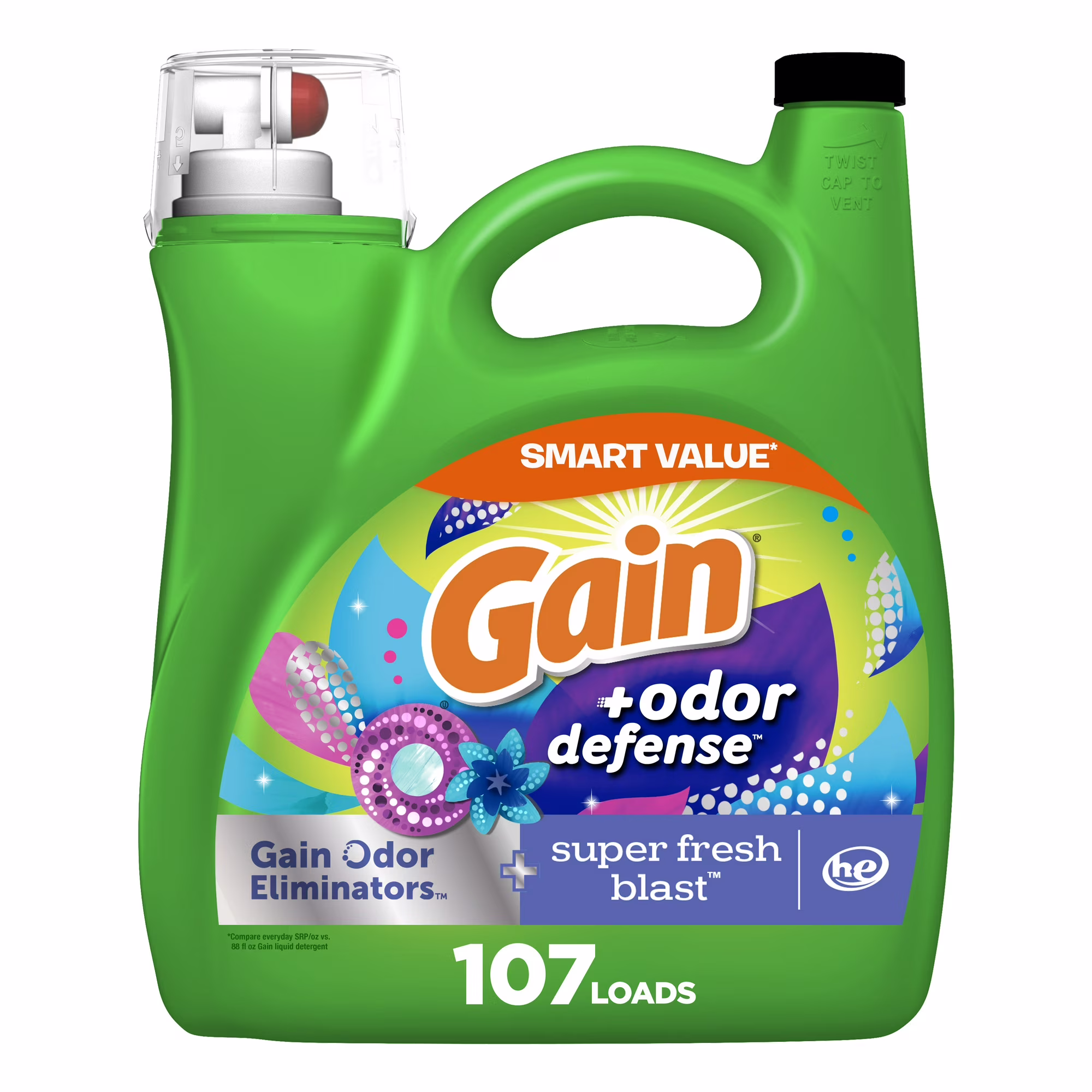 Odor Defense Liquid Laundry Detergent - Super Fresh by Gain - Non-toxic, STOP rated product free from harmful chemicals