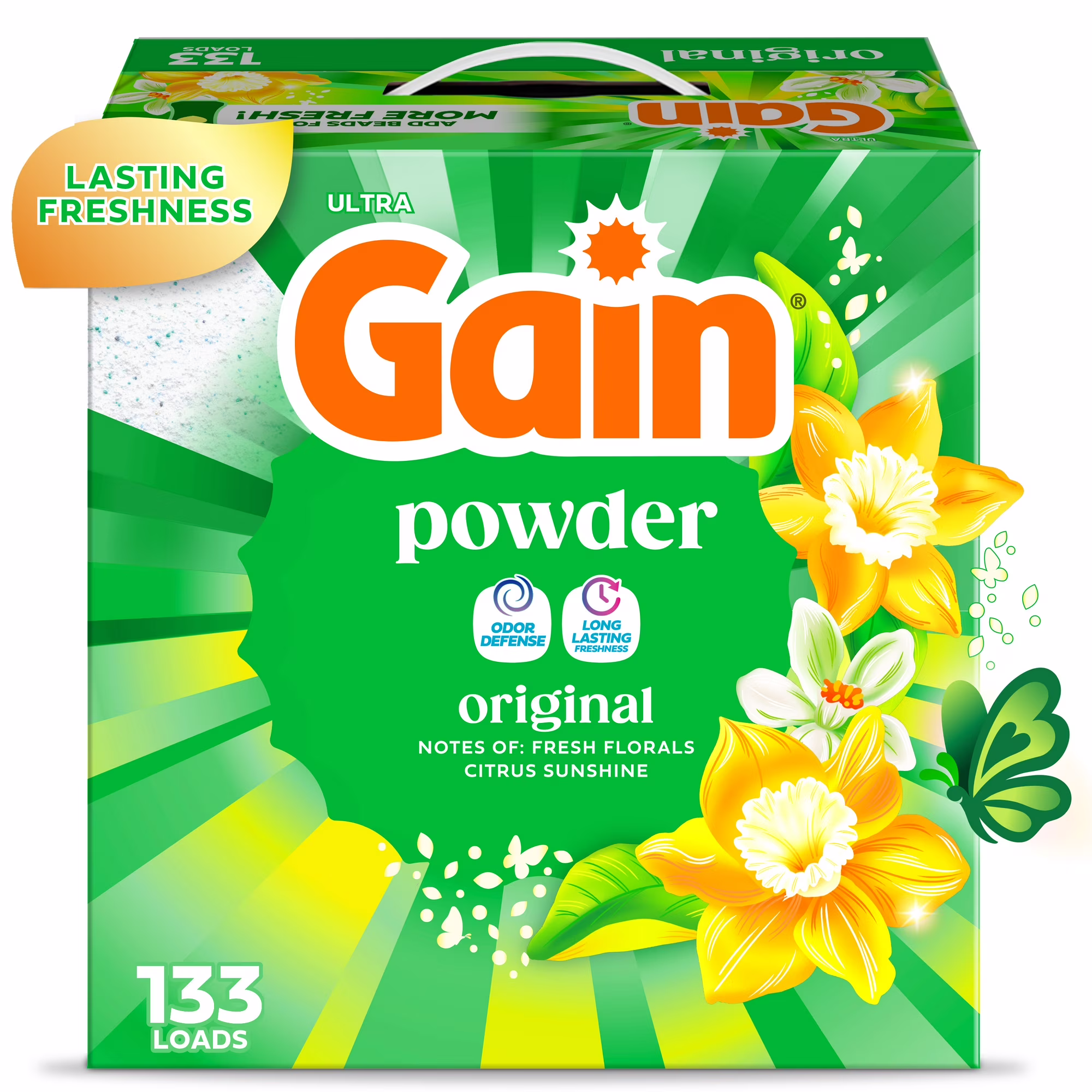 Powder Laundry Detergent - Original Scent by Gain - Non-toxic, STOP rated product free from harmful chemicals