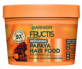 Fructis Damage Repairing + Papaya Hair Treat 3-in-1 Hair Mask by GARNIER - Non-toxic Hair Styling + Treatment product rated STOP by Million Marker, free from BPA, phthalates, and parabens