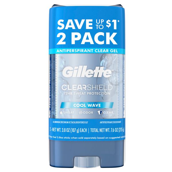 Clear Shield Clear Gel Antiperspirant Deodorant – Cool Wave by Gillette - Non-toxic, STOP rated product free from harmful chemicals