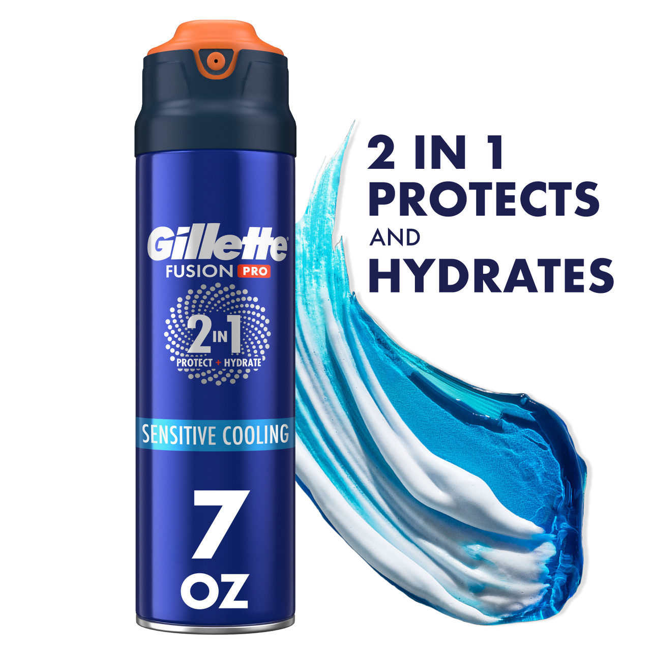 Fusion Pro 2 In 1 Shave Gel - Sensitive Cooling by Gillette - Non-toxic, STOP rated product free from harmful chemicals