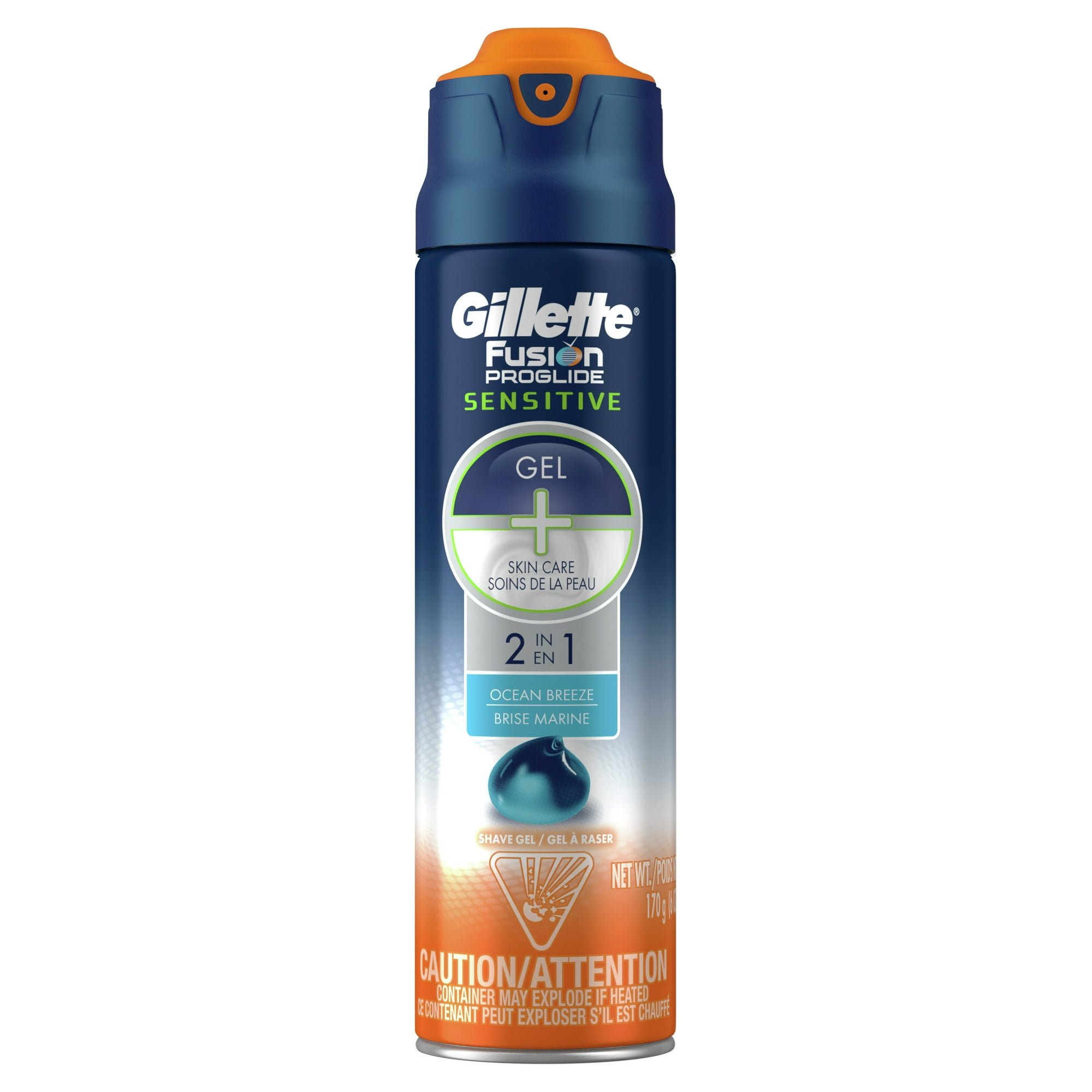 Fusion Proglide Sensitive 2 In 1 Shave Gel –  Ocean Breeze by Gillette - Non-toxic, STOP rated product free from harmful chemicals