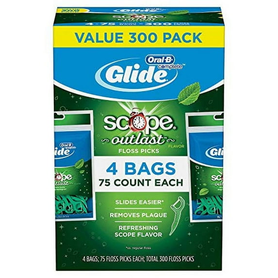 Oral-B Floss Picks - Outlast Long Lasting Mint by Glide - Non-toxic Oral Care product rated STOP by Million Marker, free from BPA, phthalates, and parabens