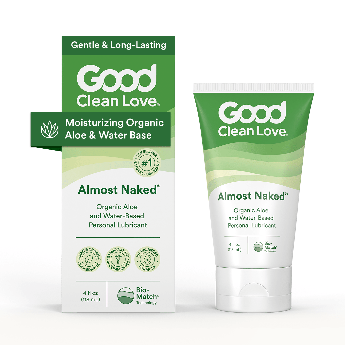 Almost Naked Organic Water-Based Personal Lubricant by Good Clean Love - Non-toxic Intimate Care product rated SLOW by Million Marker, free from BPA, phthalates, and parabens
