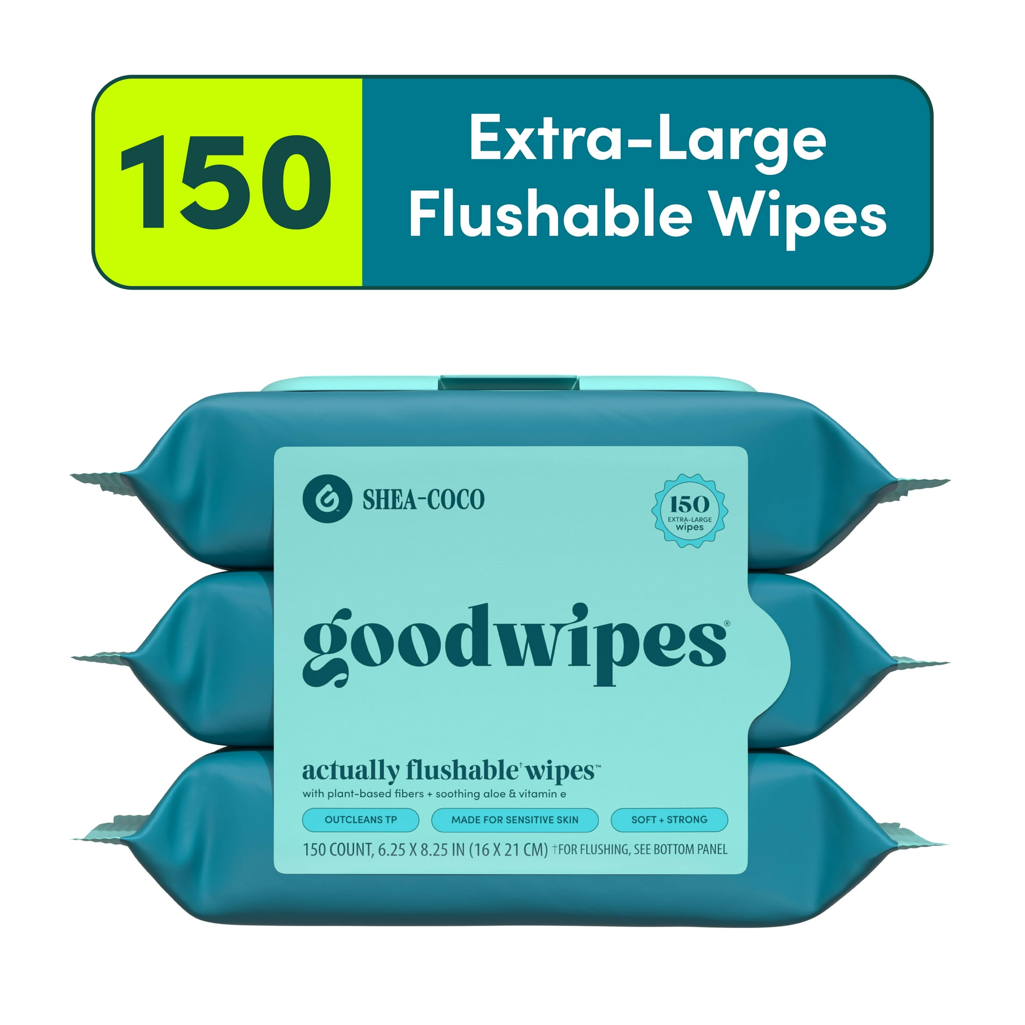Flushable Wipes - Shea-Coco by goodwipes - Non-toxic Intimate Care product rated STOP by Million Marker, free from BPA, phthalates, and parabens